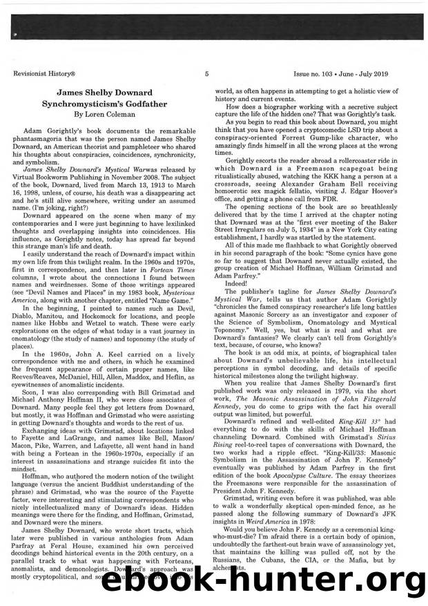Revisionist History Hoffman James Shelby Downard Synchromysticism's Godfather by Unknown