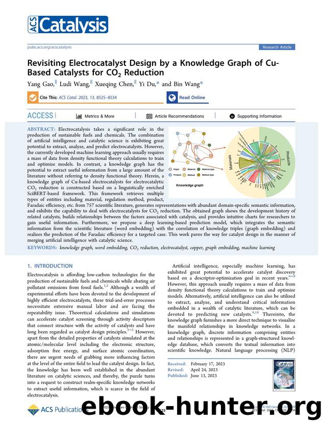 Revisiting Electrocatalyst Design by a Knowledge Graph of Cu-Based Catalysts for CO2 Reduction by Yang Gao Ludi Wang Xueqing Chen Yi Du and Bin Wang