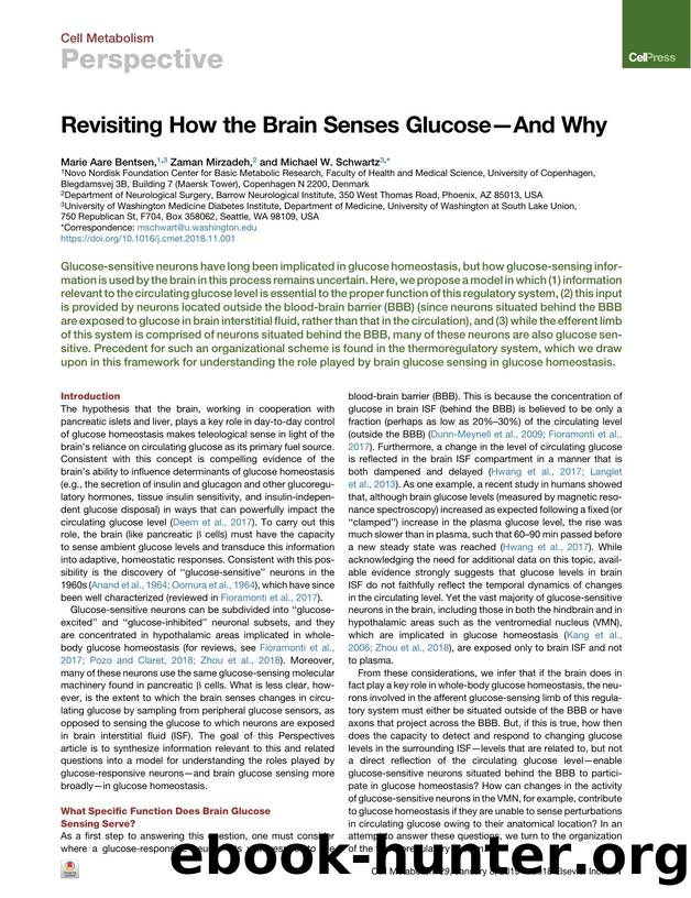 Revisiting How the Brain Senses Glucose-And Why by Marie Aare Bentsen & Zaman Mirzadeh & Michael W. Schwartz