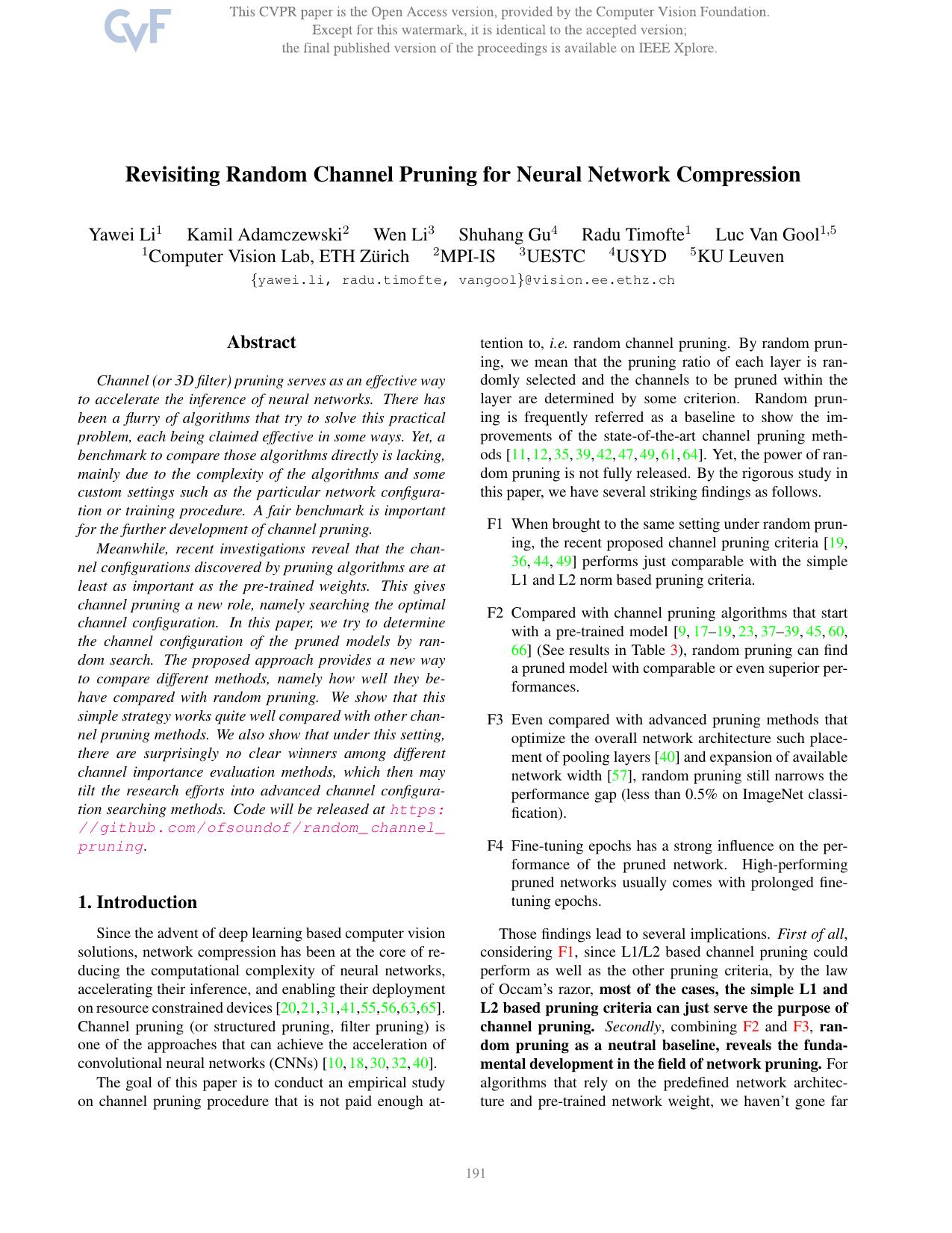 Revisiting Random Channel Pruning for Neural Network Compression by Yawei Li & Kamil Adamczewski & Wen Li & Shuhang Gu & Radu Timofte & Luc Van Gool