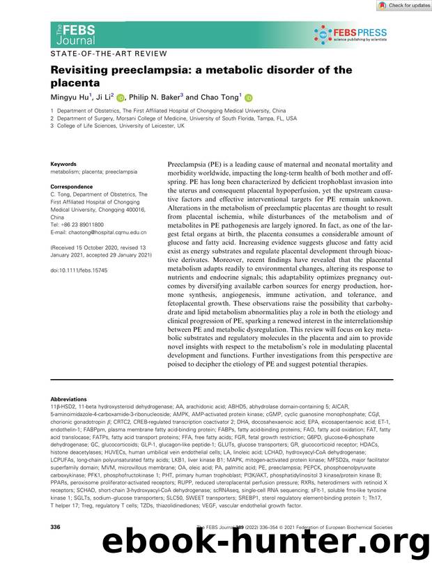 Revisiting preeclampsia: a metabolic disorder of the placenta by Unknown