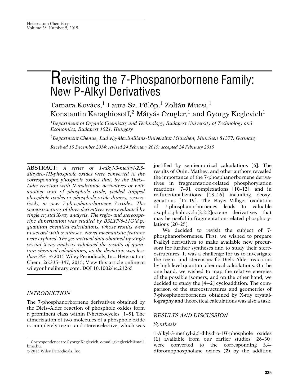 Revisiting the 7‐Phospanorbornene Family: New P‐Alkyl Derivatives by Unknown