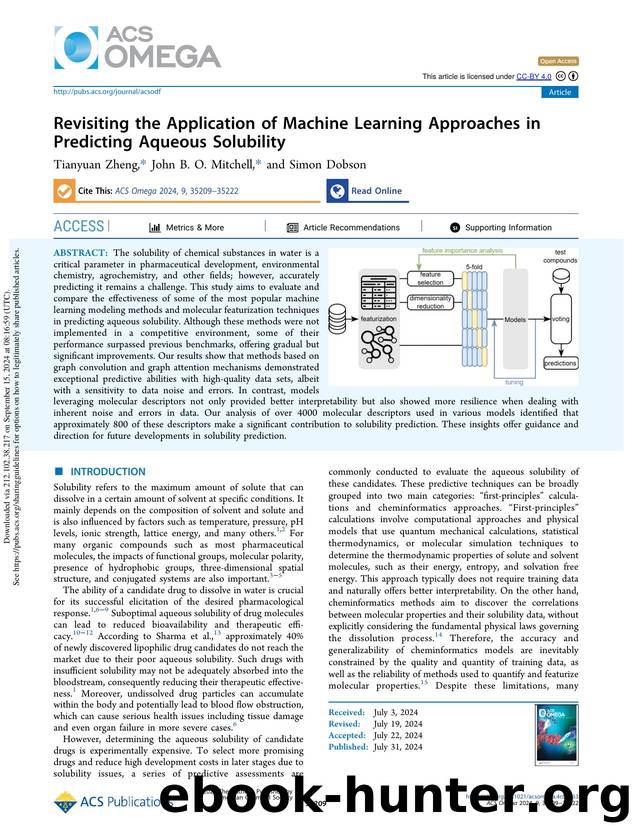 Revisiting the Application of Machine Learning Approaches in Predicting Aqueous Solubility by Tianyuan Zheng John B. O. Mitchell & Simon Dobson