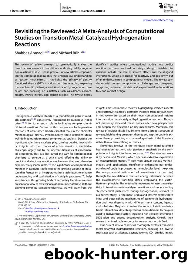 Revisiting the Reviewed: A Meta‐Analysis of Computational Studies on Transition Metal‐Catalyzed Hydrogenation Reactions by Unknown