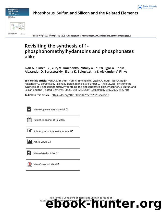 Revisiting the synthesis of 1-phosphonomethylhydantoins and phosphonates alike by unknow