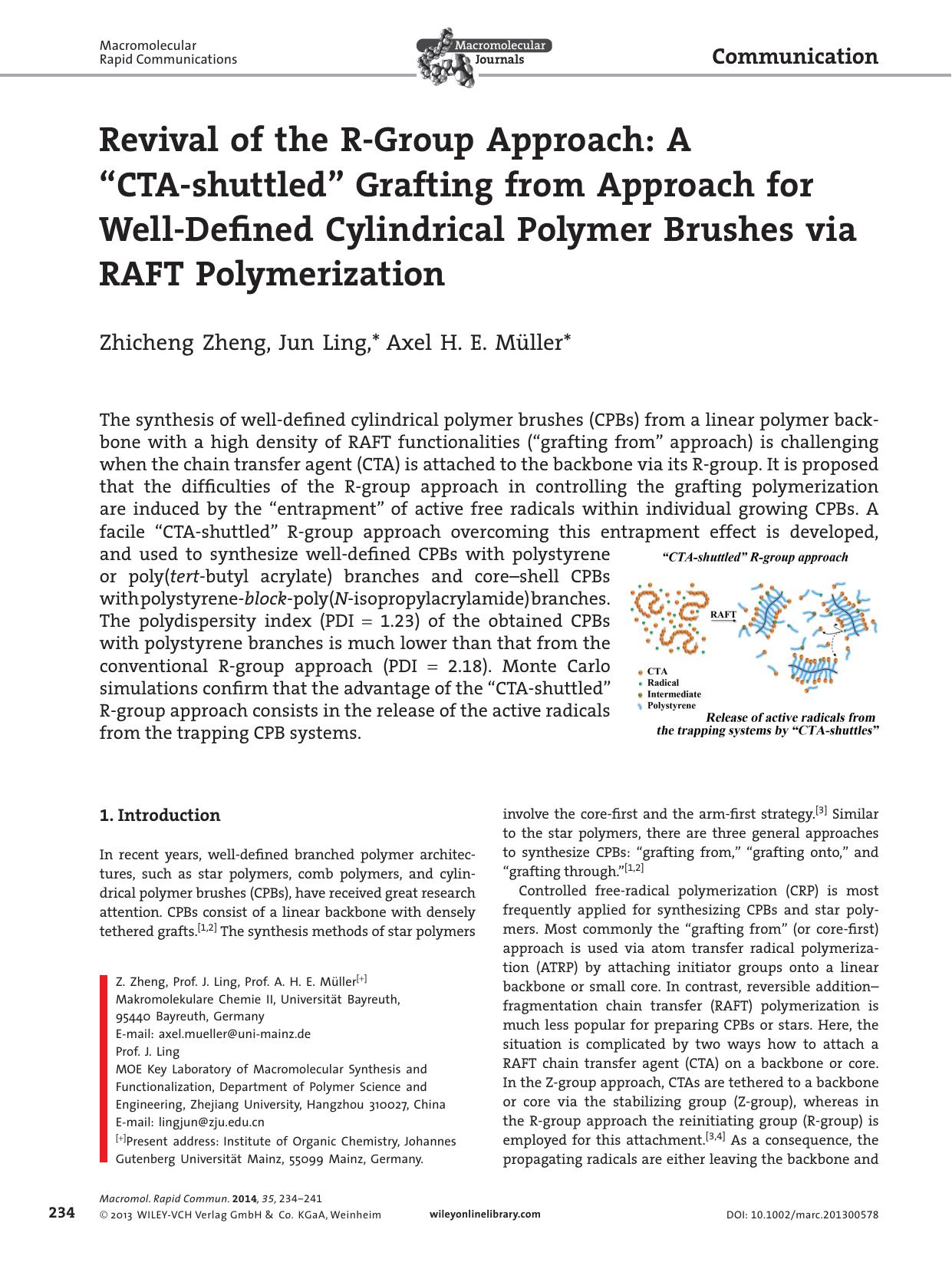 Revival of the RGroup Approach: A CTAshuttled Grafting from Approach for WellDefined Cylindrical Polymer Brushes via RAFT Polymerization by s-w-270