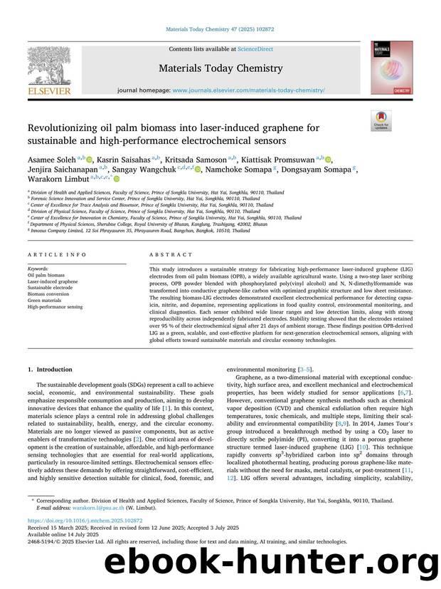 Revolutionizing oil palm biomass into laser-induced graphene for sustainable and high-performance electrochemical sensors by unknow