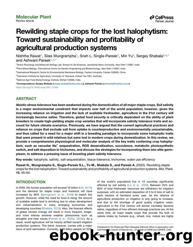 Rewilding staple crops for the lost halophytism: Toward sustainability and profitability of agricultural production systems by Nishtha Rawat & Silas Wungrampha & Sneh L. Singla-Pareek & Min Yu & Sergey Shabala & Ashwani Pareek