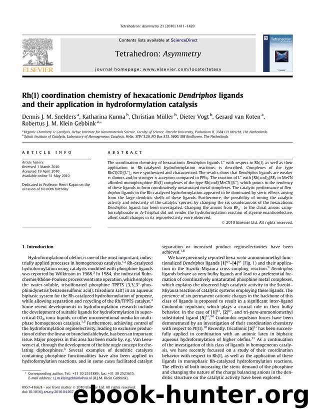Rh(I) coordination chemistry of hexacationic Dendriphos ligands and their application in hydroformylation catalysis by unknow