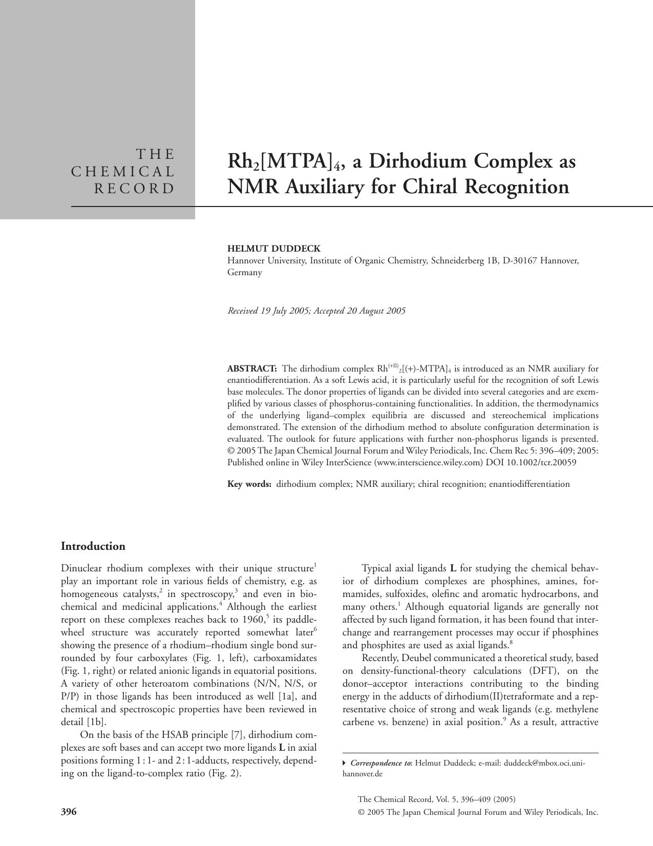 Rh2[MTPA]4, a dirhodium complex as NMR auxiliary for chiral recognition by FP06