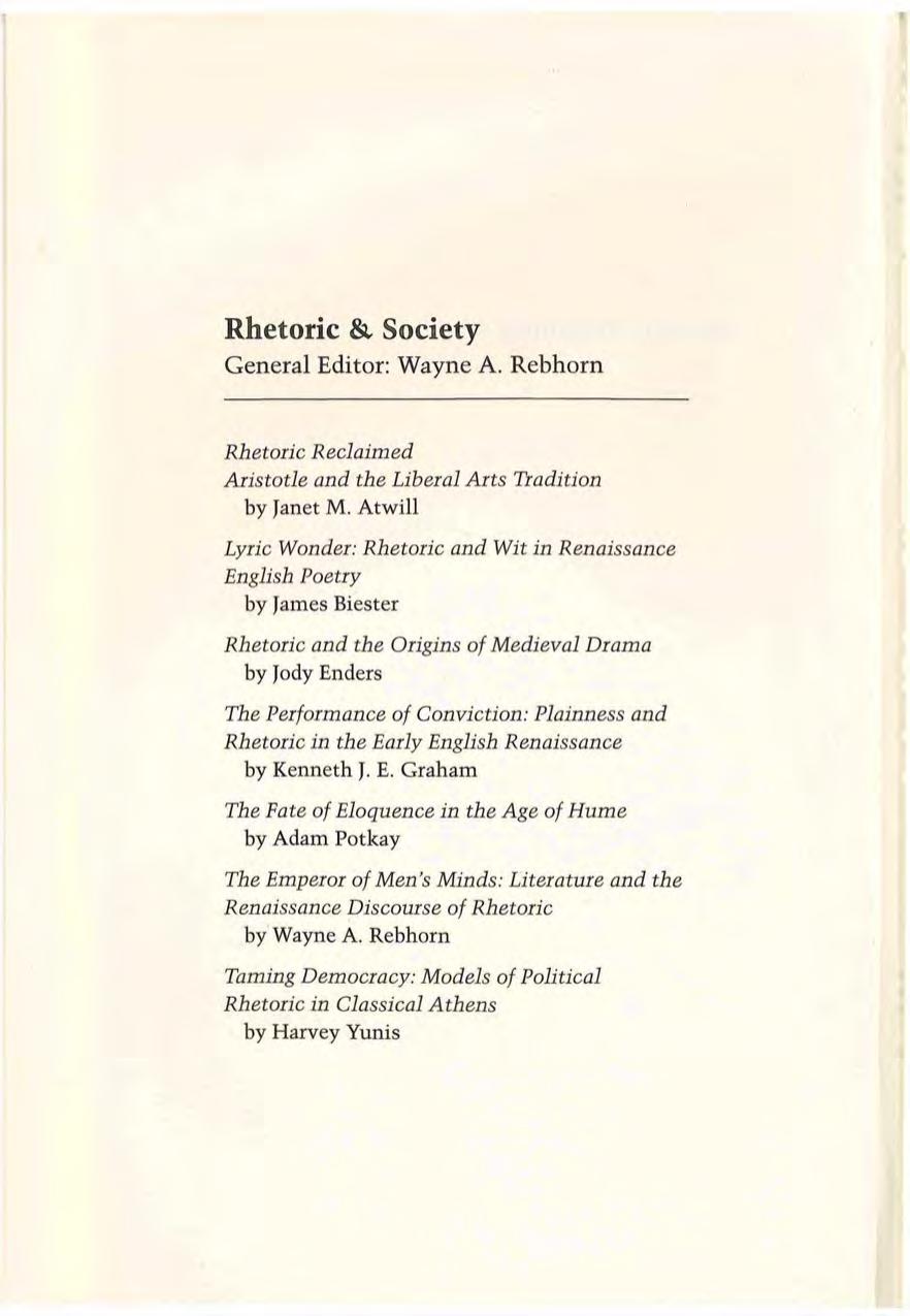 Rhetoric Reclaimed: Aristotle and the Liberal Arts Tradition by Janet Atwill