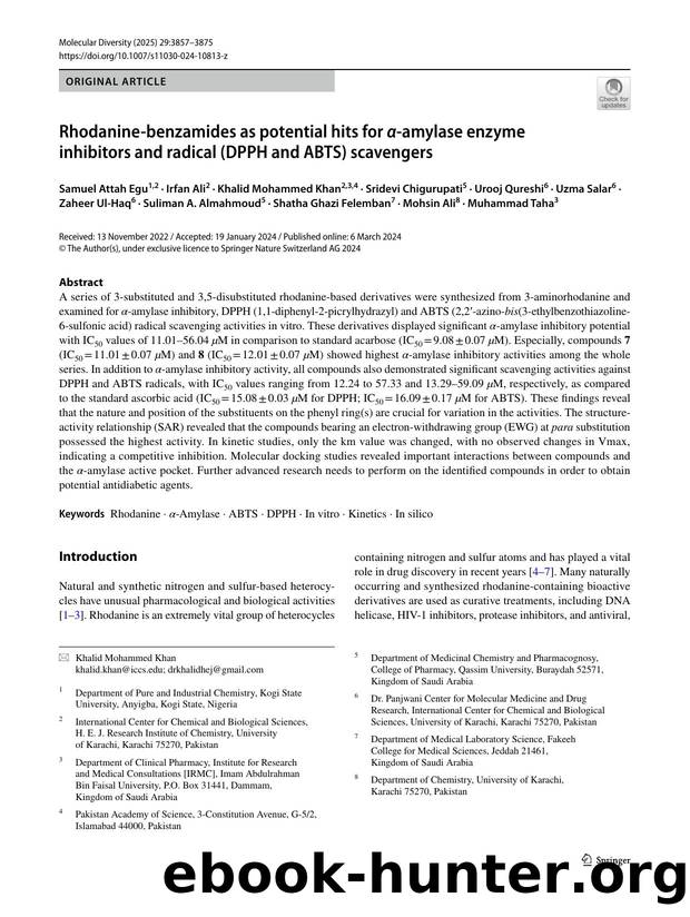 Rhodanine-benzamides as potential hits for Î±-amylase enzyme inhibitors and radical (DPPH and ABTS) scavengers by unknow