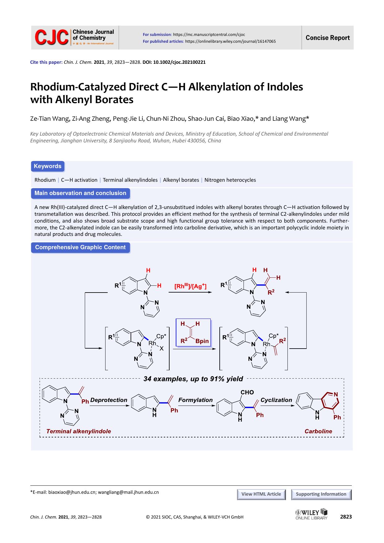 Rhodium-Catalyzed Direct C-H Alkenylation of Indoles with Alkenyl Borates by user