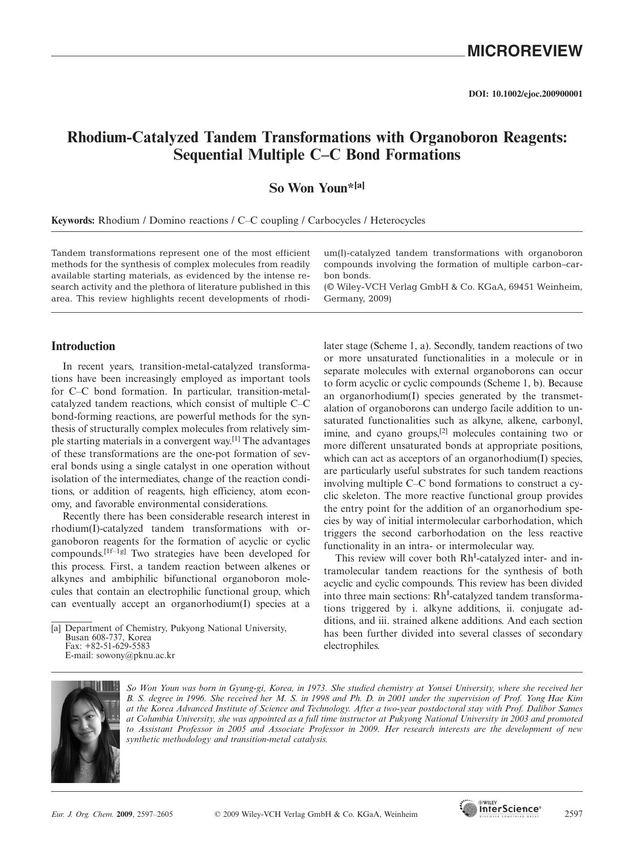 Rhodium-Catalyzed Tandem Transformations with Organoboron Reagents: Sequential Multiple C-C Bond Formations by Unknown