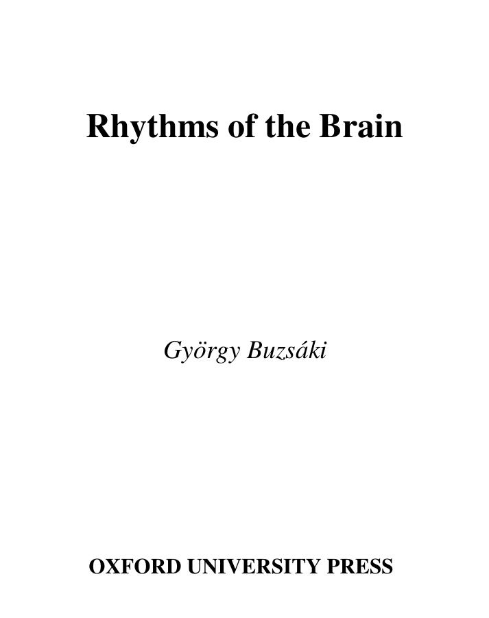 Rhythms of the Brain by Buzsáki G