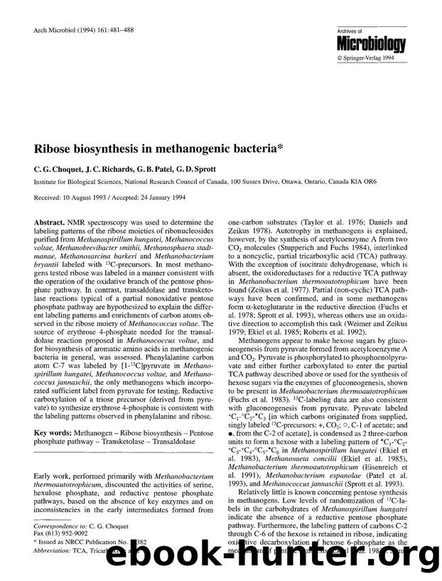Ribose biosynthesis in methanogenic bacteria by Unknown