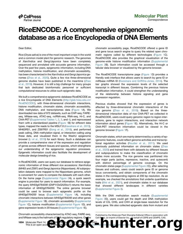 RiceENCODE: A comprehensive epigenomic database as a rice Encyclopedia of DNA Elements by unknow