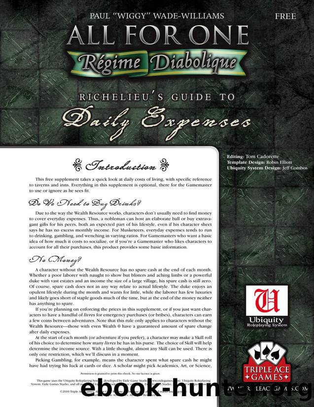 Richelieu's Guide To Daily Expenses by Unknown