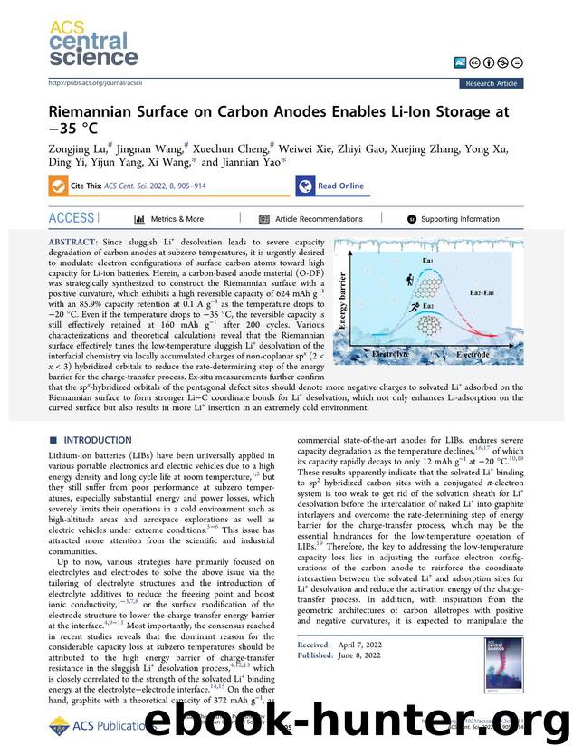 Riemannian Surface on Carbon Anodes Enables Li-Ion Storage at â35 Â°C by unknow