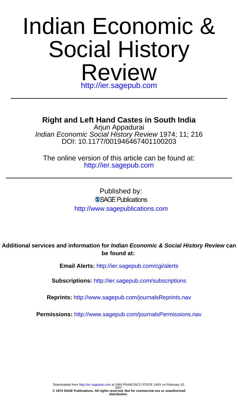 Right And Left Hand Castes In South India by Unknown