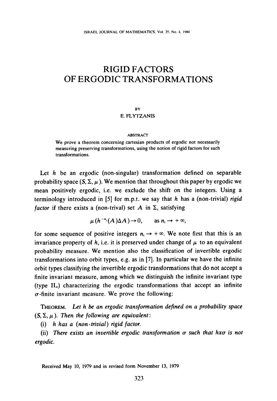 Rigid factors of ergodic transformations by Unknown