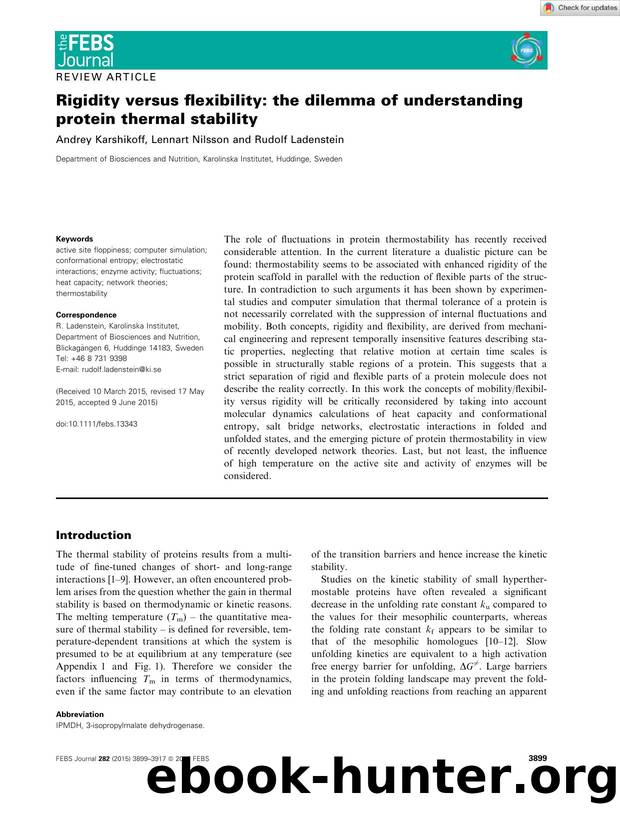 Rigidity versus flexibility: the dilemma of understanding protein thermal stability by Unknown