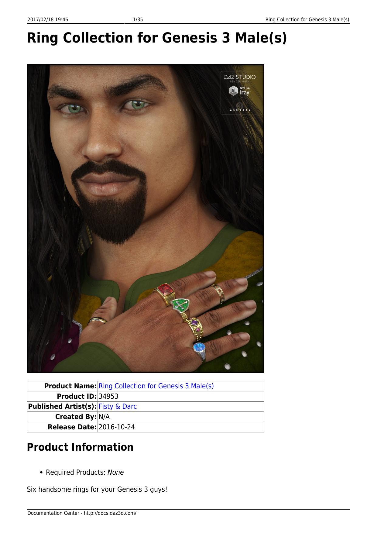 Ring Collection for Genesis 3 Male(s) by Unknown