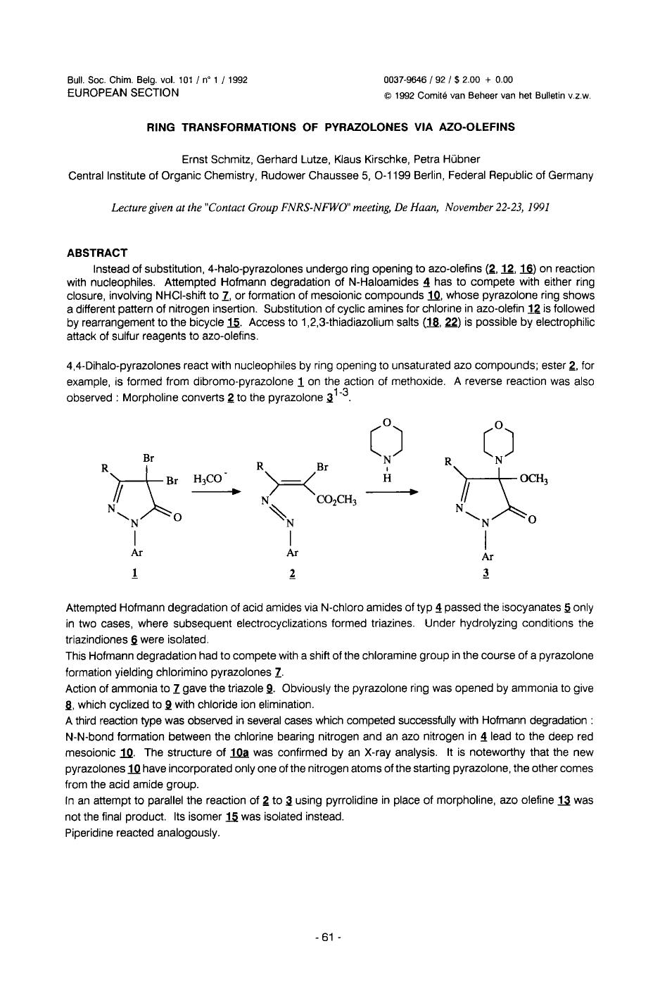 Ring Transformations of Pyrazolones Via AzoOlefins by Unknown