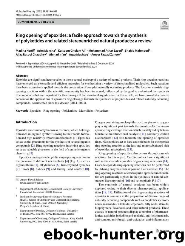 Ring opening of epoxides: a facile approach towards the synthesis of polyketides and related stereoenriched natural products: a review by unknow
