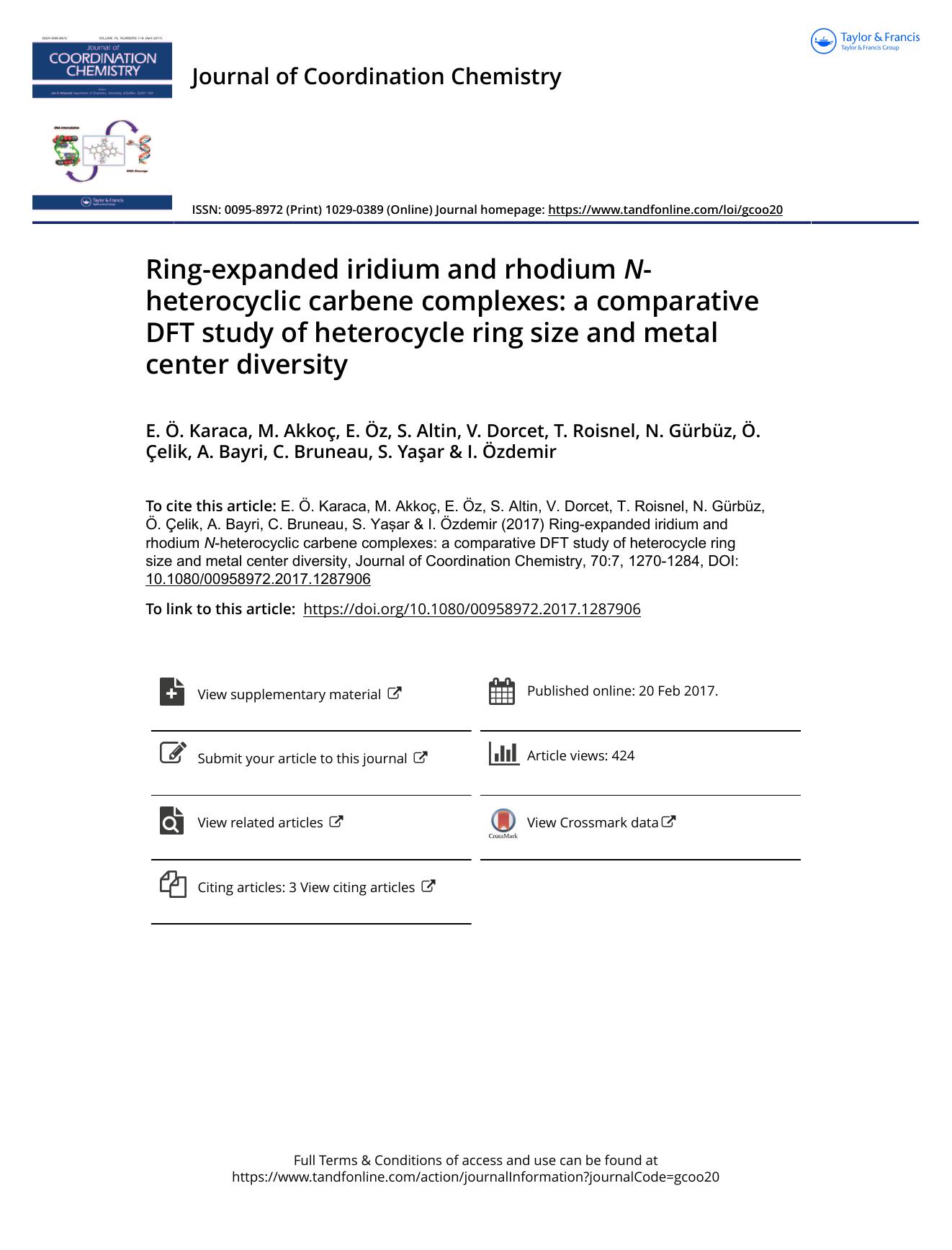 Ring-expanded iridium and rhodium N-heterocyclic carbene complexes: a comparative DFT study of heterocycle ring size and metal center diversity by unknow