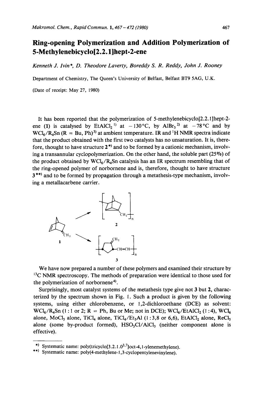 Ring-opening polymerization and addition polymerization of 5-methylenebicyclo[2.2.1]hept-2-ene by Unknown