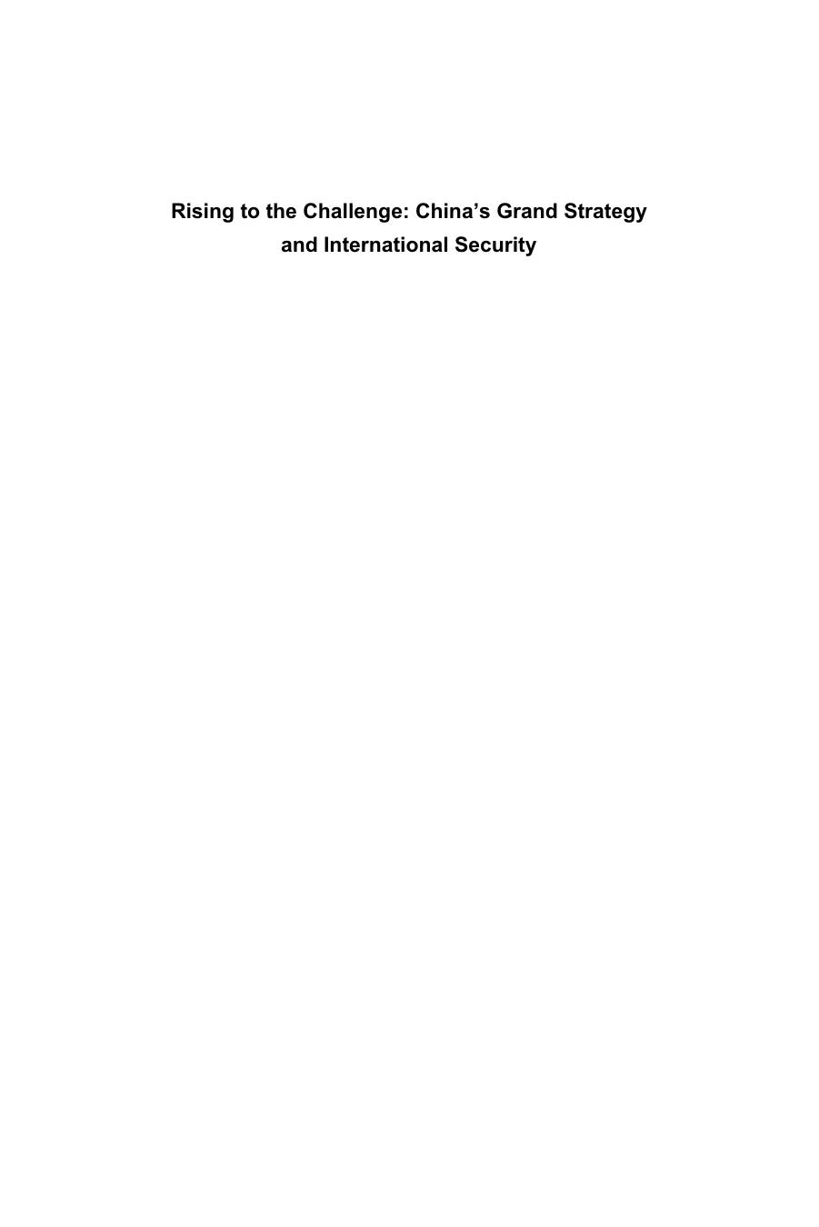 Rising to the Challenge: China's Grand Strategy and International Security (Studies in Asian Security) by Avery Goldstein