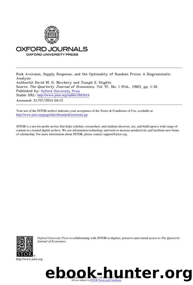 Risk Aversion, Supply Response, and the Optimality of Random Prices: A Diagrammatic Analysis by Risk Aversion Supply Response & the Optimality of Random Prices A Diagrammatic