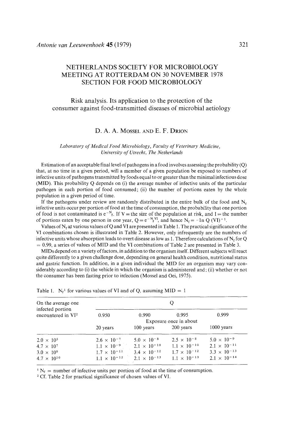 Risk analysis. Its application to the protection of the consumer against food-transmitted diseases of microbial aetiology by Unknown
