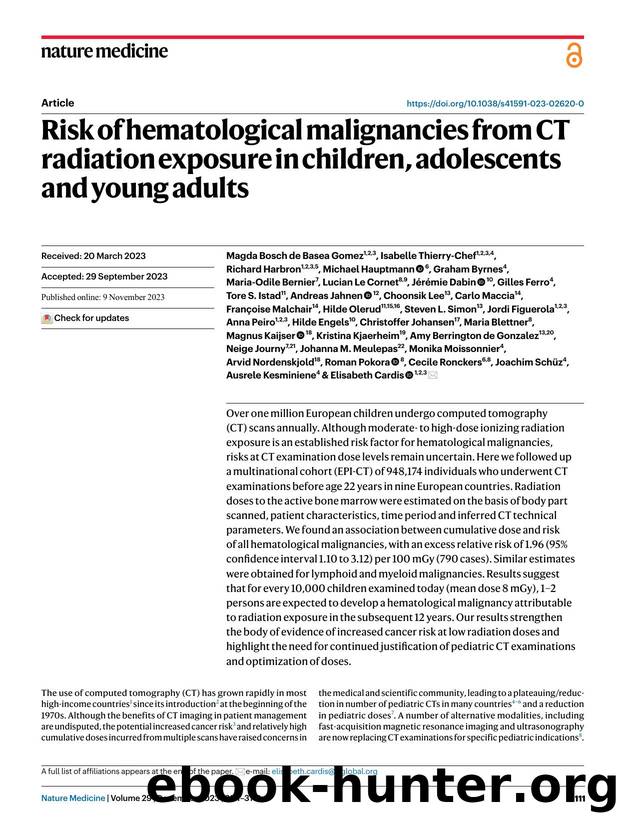 Risk of hematological malignancies from CT radiation exposure in children, adolescents and young adults by unknow