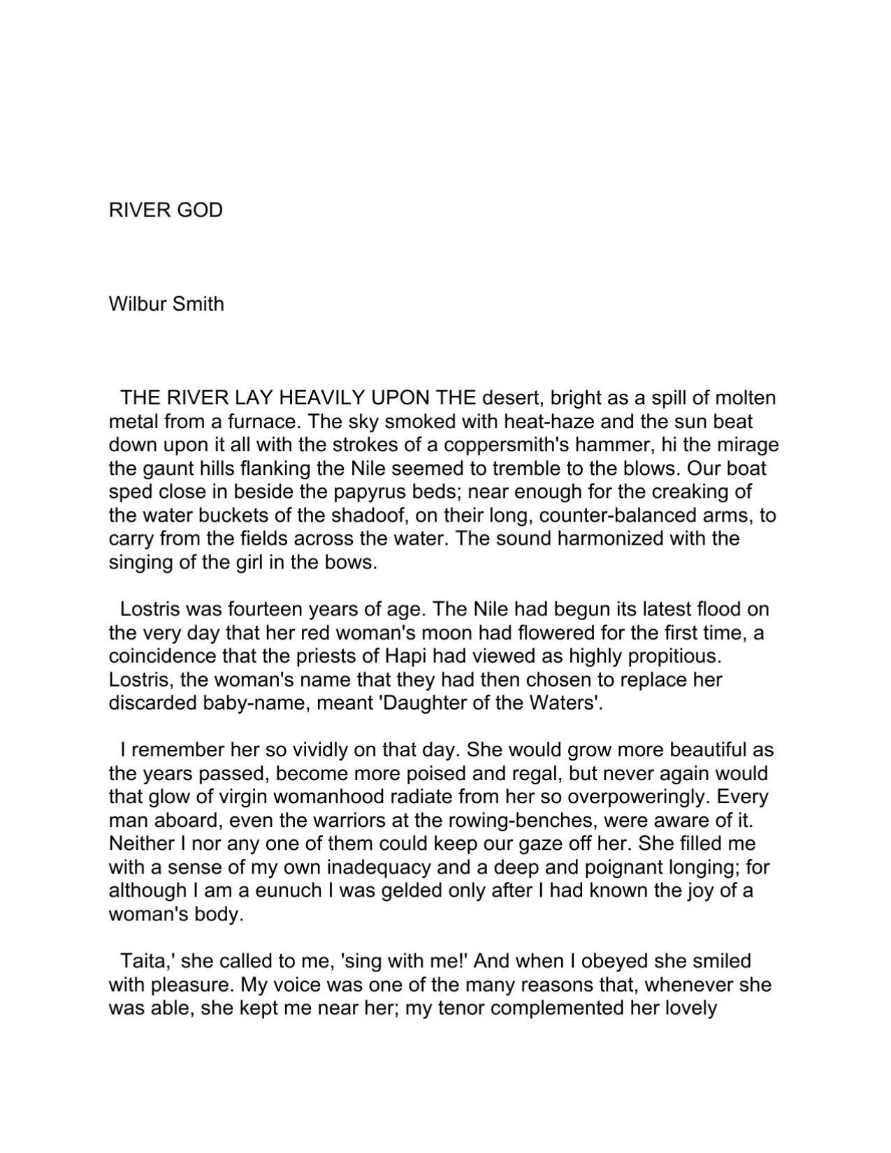River God (A Novel of Ancient Egypt) by Wilbur Smith