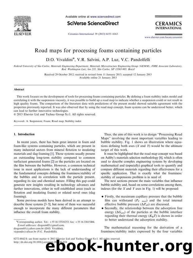 Road maps for processing foams containing particles by D.O. Vivaldini & V.R. Salvini & A.P. Luz & V.C. Pandolfelli