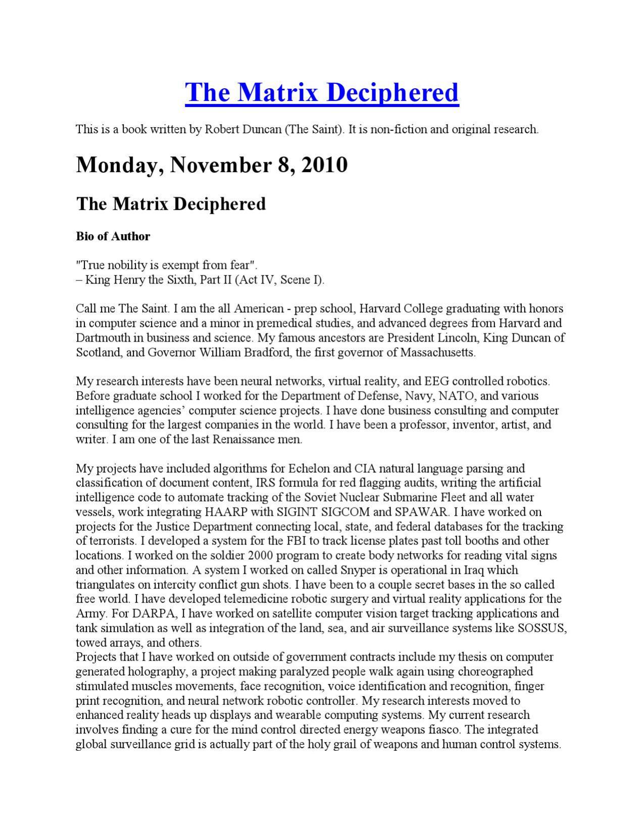 Robert Duncan - The Matrix Deciphered (2010) pdf by roflcopter2110