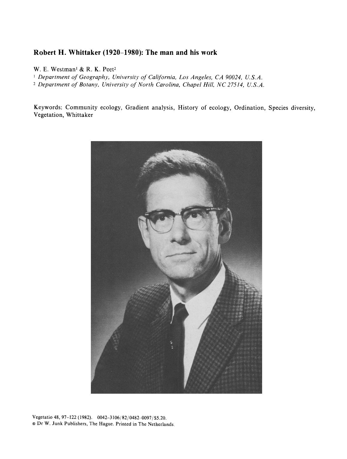 Robert H. Whittaker (1920–1980): The man and his work by Unknown