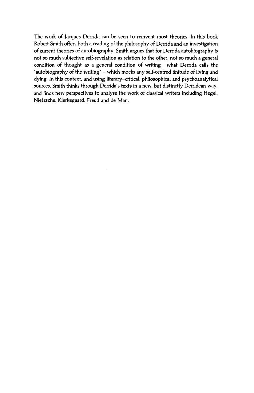 Robert Smith - Derrida and Autobiography by Literature Culture Theory 16 (1995)