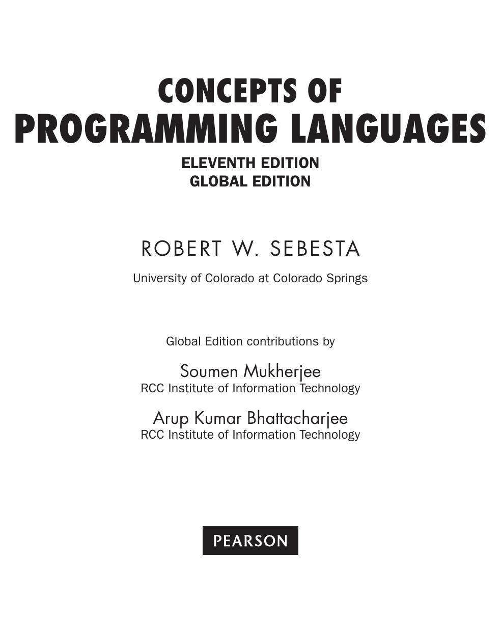 Robert W Sebesta Concepts Of Programming Languages 11th Global Ed Pearson by Unknown