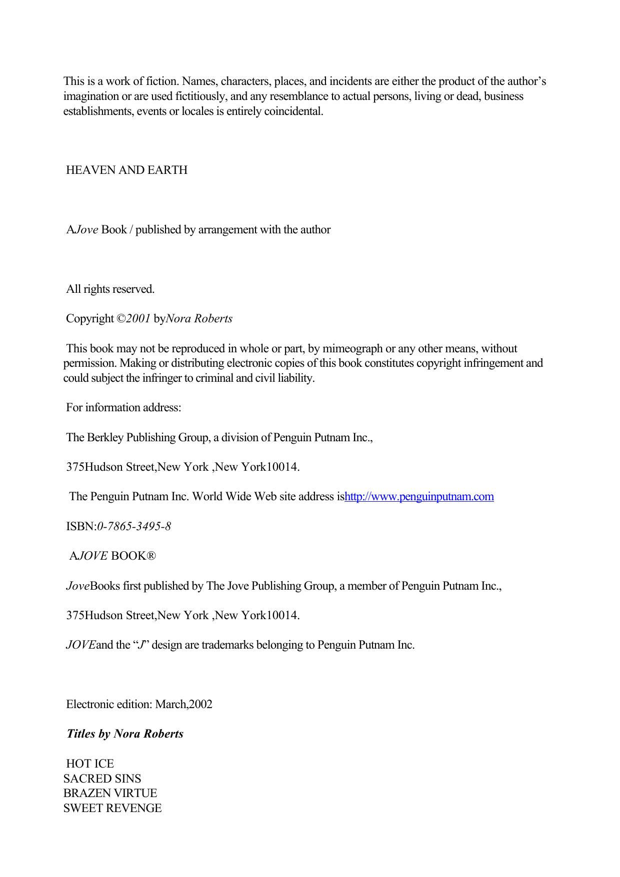 Roberts, Nora - Three Sisters Island 02 - Heaven and Earth by Heaven & Earth