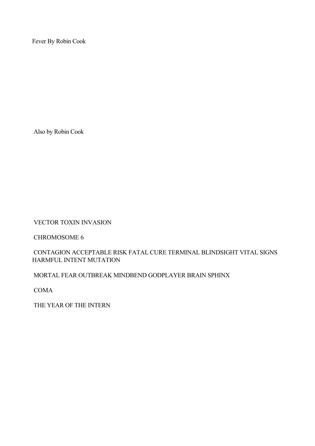 Robin Cook Fever by Unknown