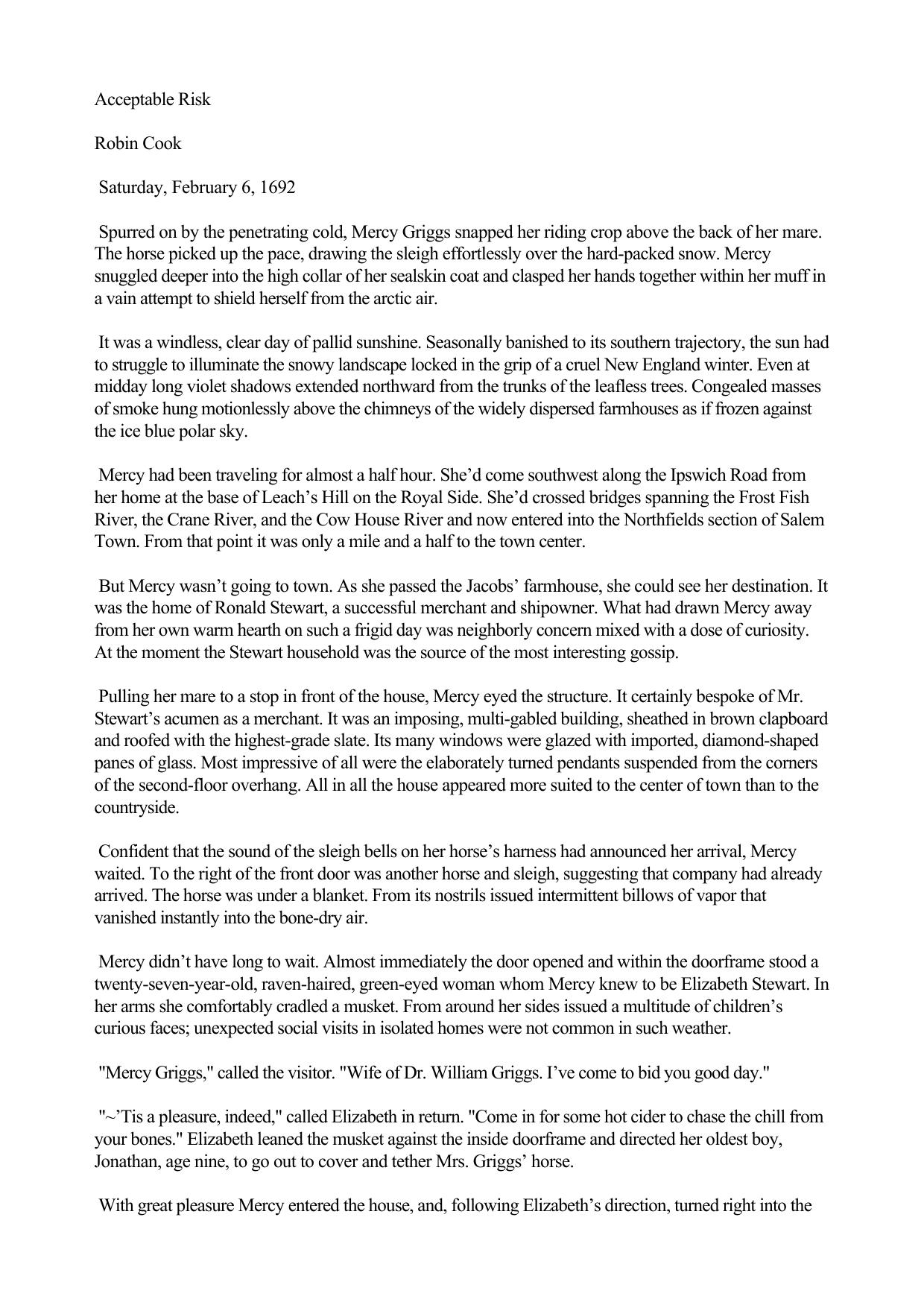 Robin Cook by Acceptable Risk