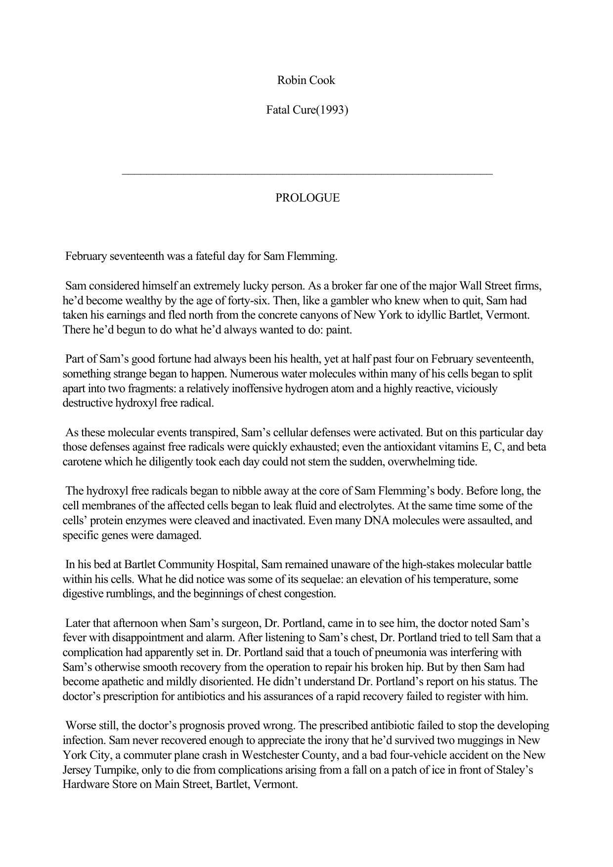 Robin Cook by Fatal Cure