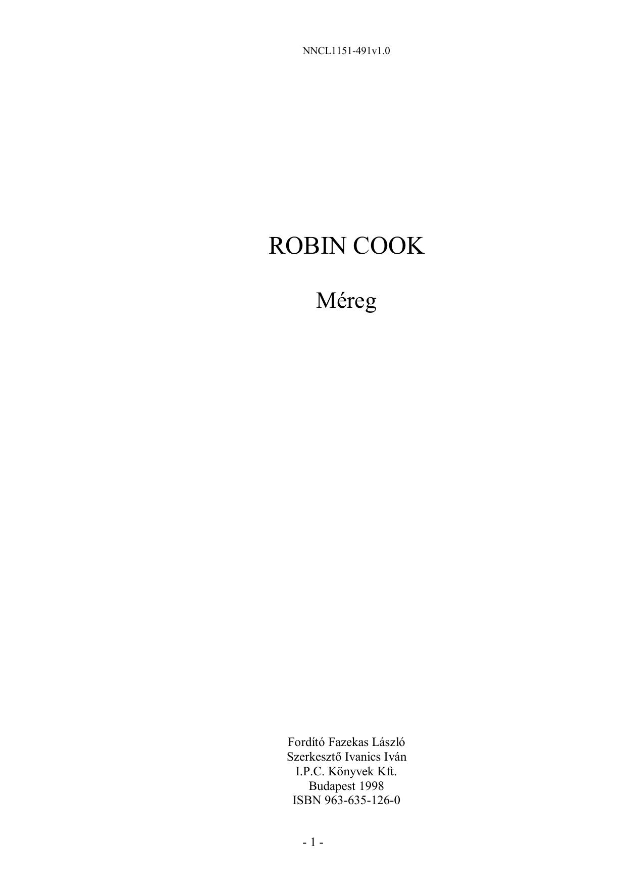 Robin Cook by Méreg