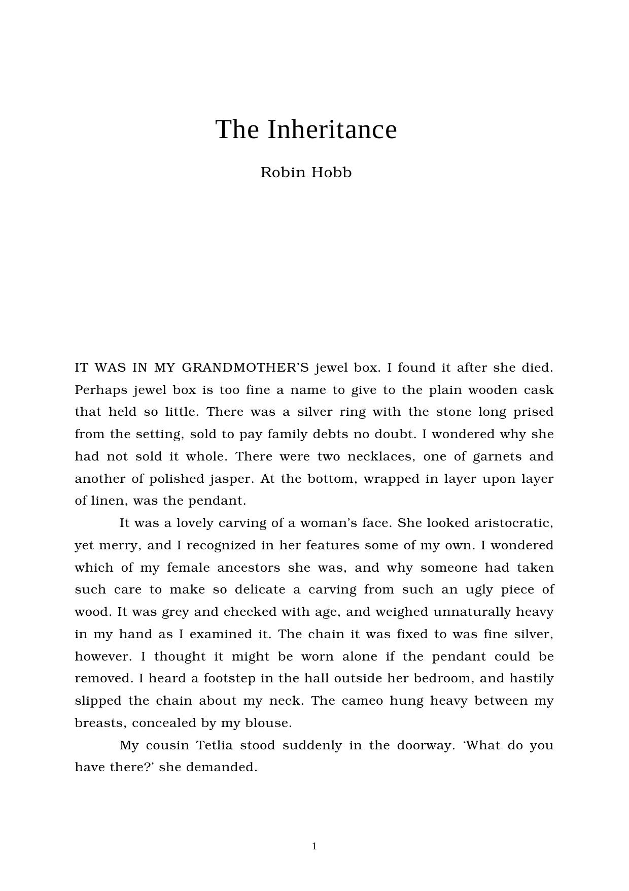 Robin Hobb The Inheritance by Unknown