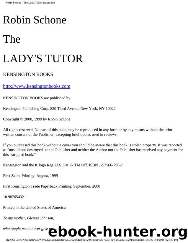 Robin Schone - The Lady's Tutor (scan).htm by The Lady's Tutor