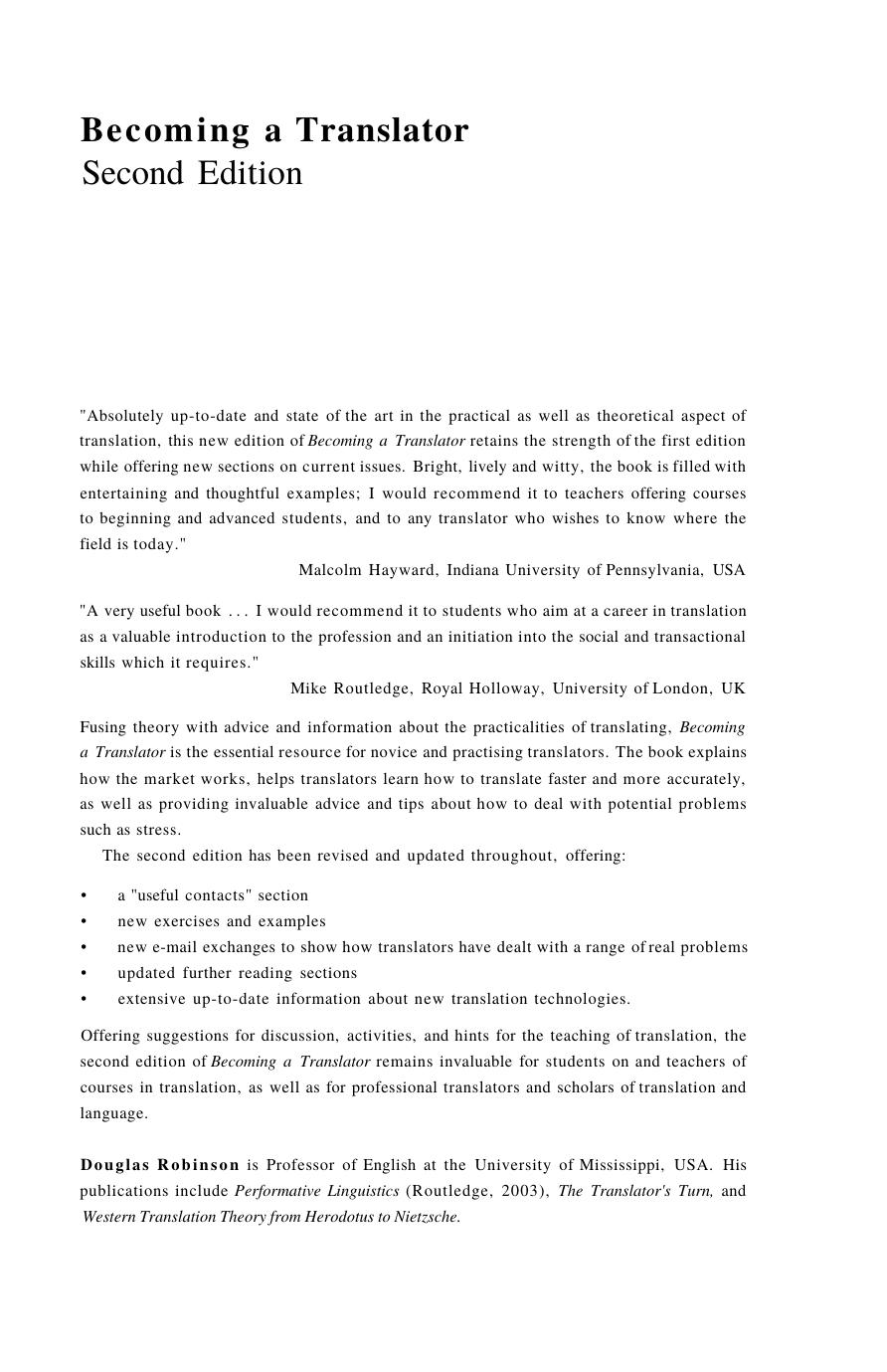 Robinson by Becoming A Translator An Introduction