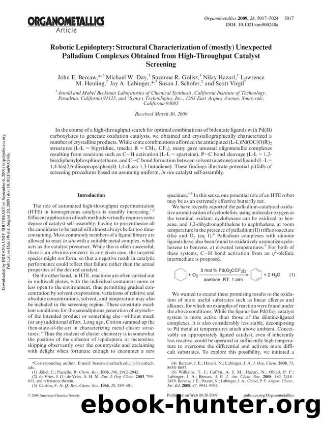 Robotic Lepidoptery: Structural Characterization of (mostly) Unexpected Palladium Complexes Obtained from High-Throughput Catalyst Screening by unknow